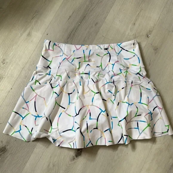 Athleta Women's White Print Ace Tennis Skort Stripe Sz Small - Picture 6 of 6